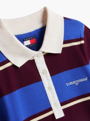 Женское поло Tommy Hilfiger Tommy Jeans Slim Fit Rib-Knit Polo, цвет: Синий / Полосатый — фото 6