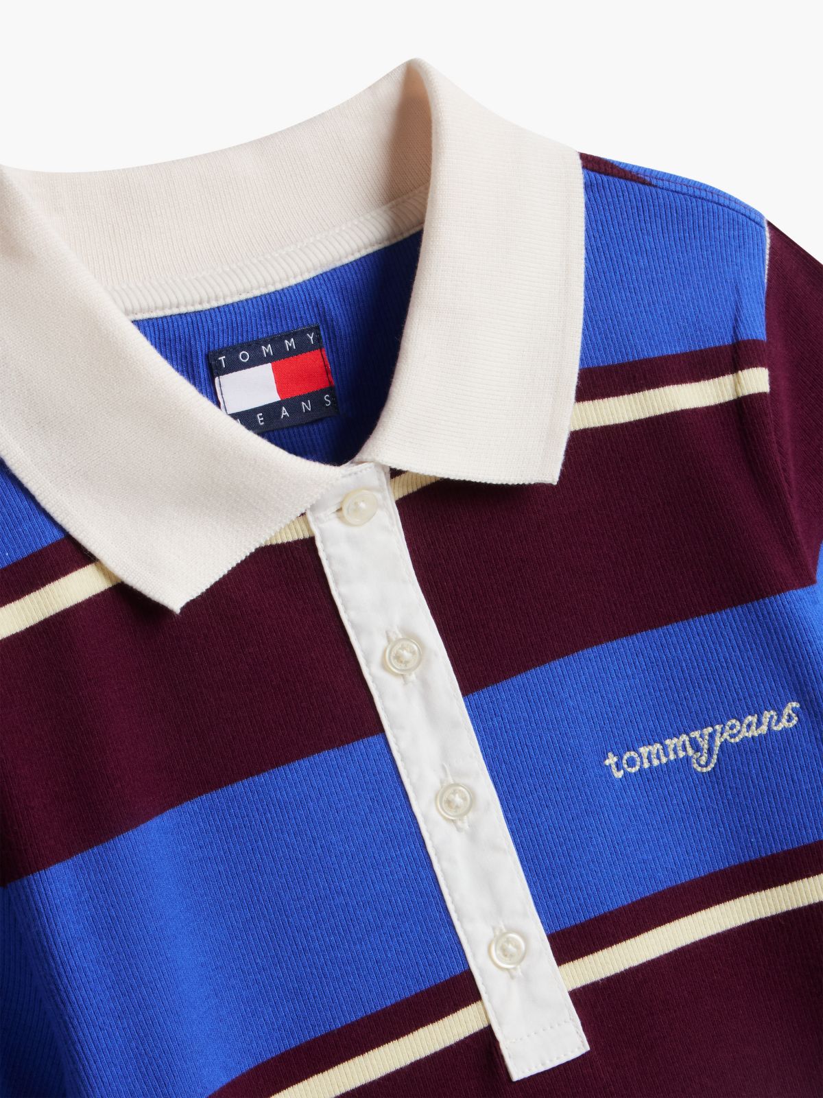 Tommy Jeans Slim Fit Rib-Knit Polo — Noble Blue / Stripe