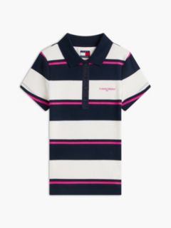 Tommy Jeans Slim Fit Rib-Knit Polo — Off White / Stripe 5