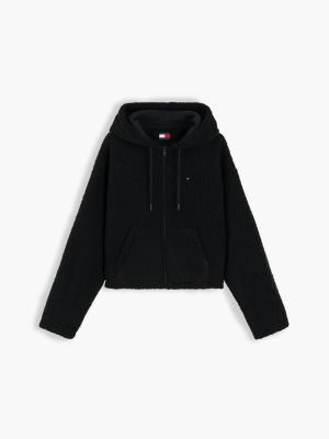 Женское худи Tommy Jeans Teddy Fleece Zip, цвет: Чёрный — фото 5