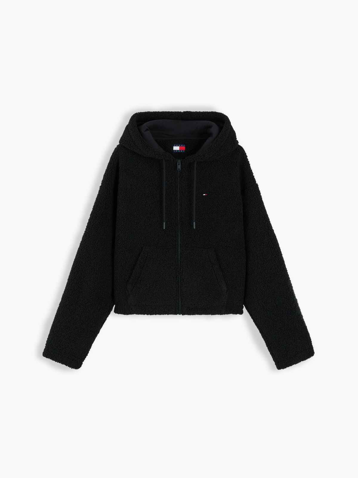 Tommy Jeans Teddy Fleece Zip Hoodie — Black