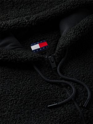 Женское худи Tommy Jeans Teddy Fleece Zip, цвет: Чёрный — фото 6