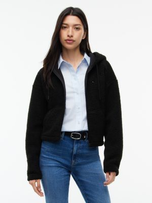 Tommy Jeans Teddy Fleece Zip Hoodie, Black