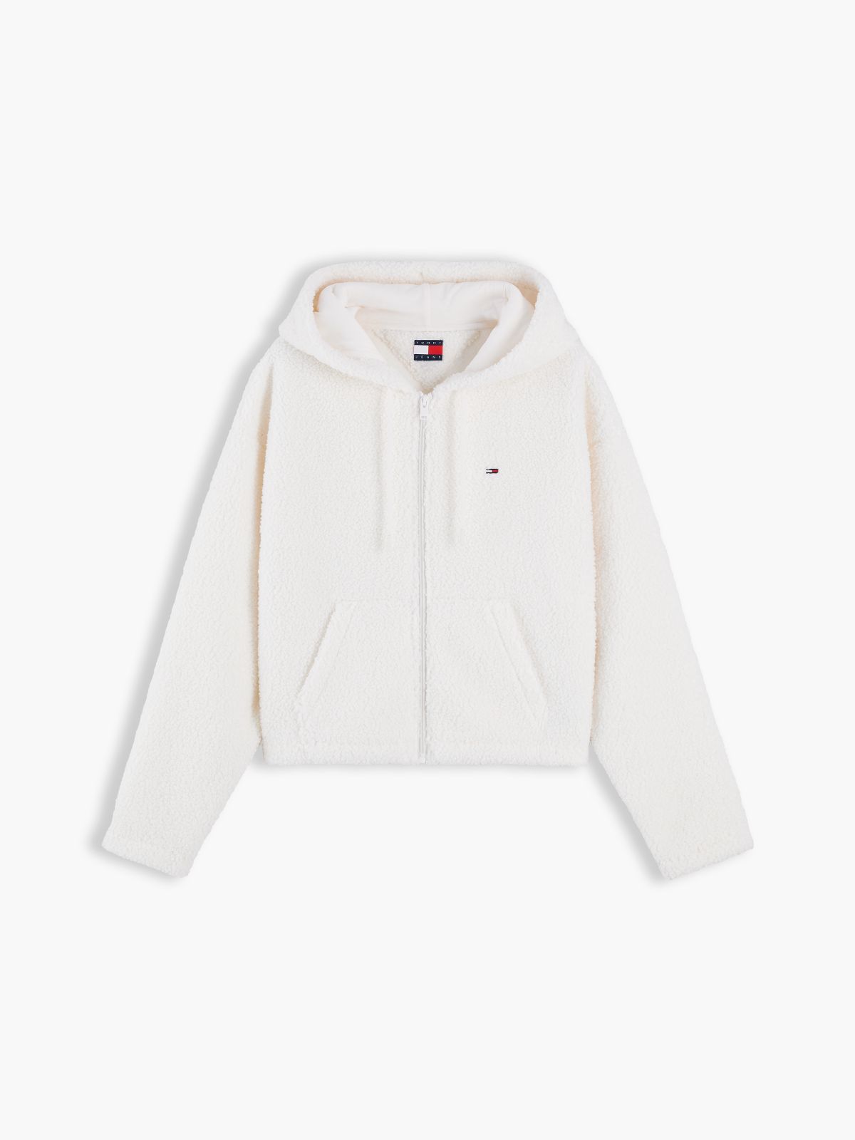 Tommy Jeans Teddy Fleece Zip Hoodie — Off White