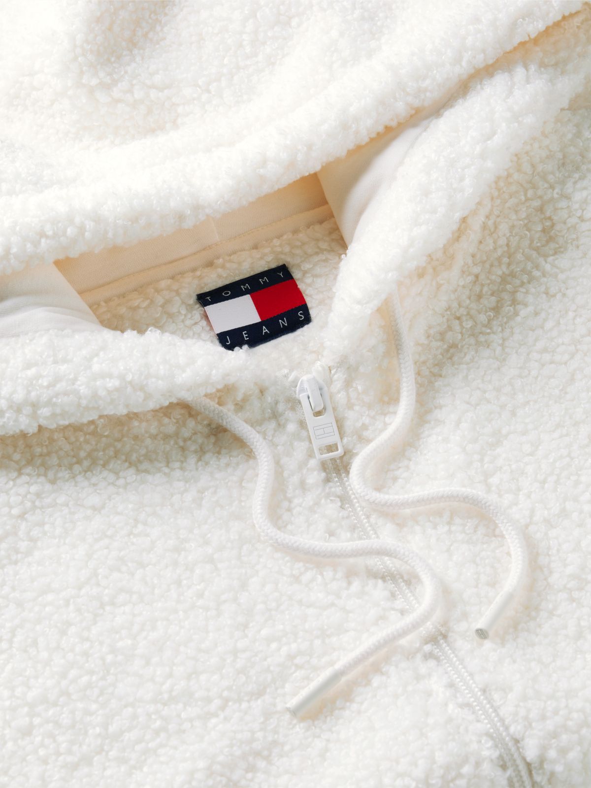 Tommy Jeans Teddy Fleece Zip Hoodie — Off White
