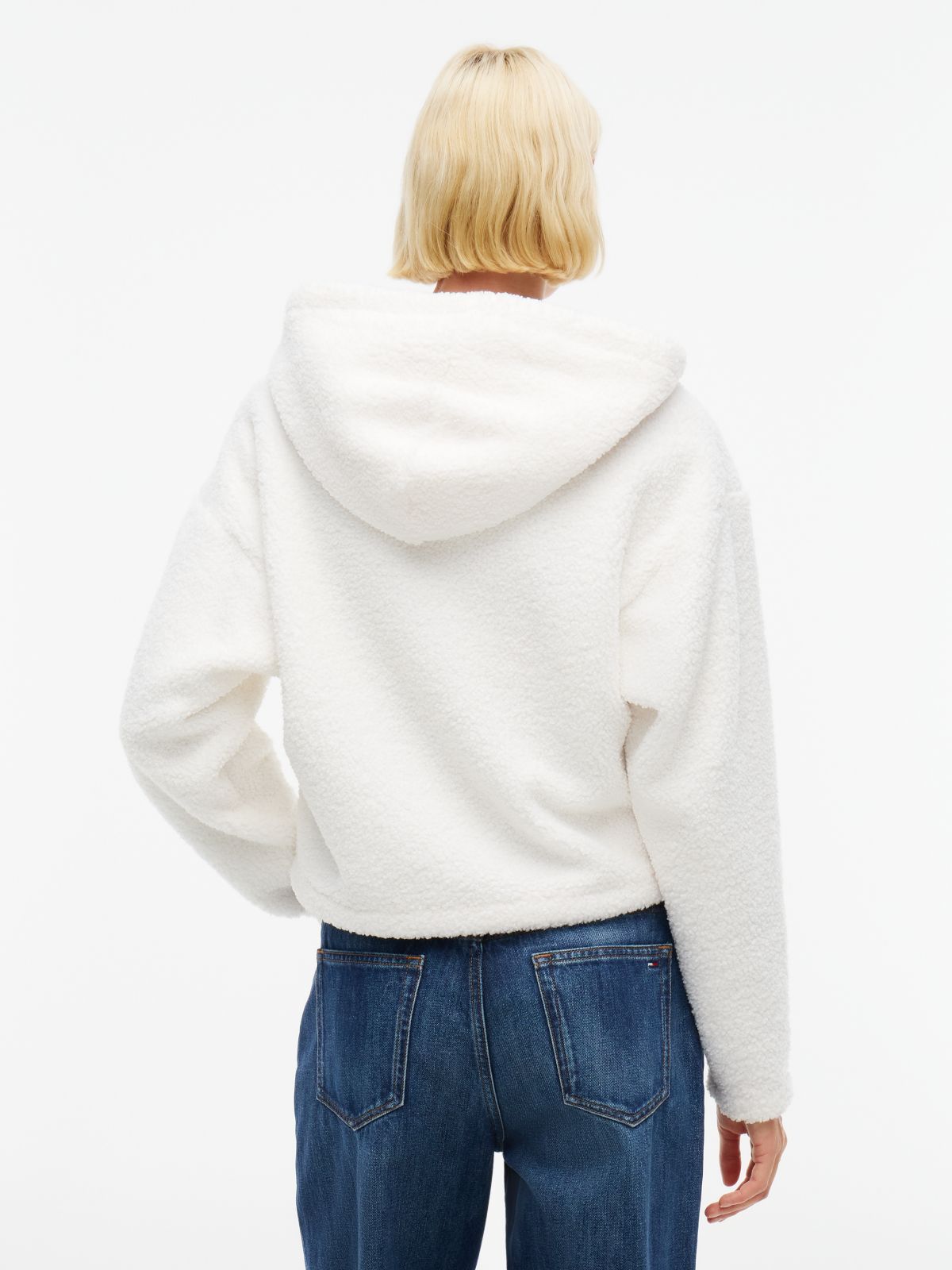 Tommy Jeans Teddy Fleece Zip Hoodie — Off White