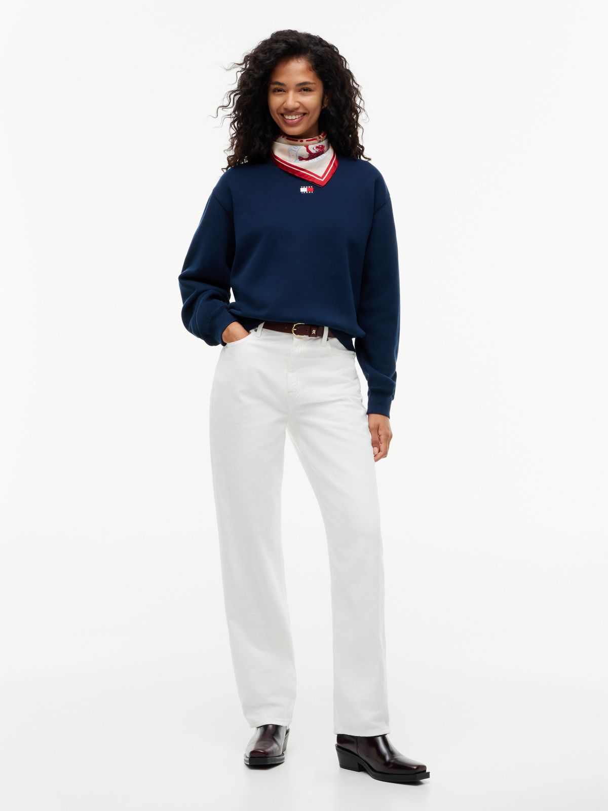 Tommy Jeans Badge Boxy Fit Sweatshirt — Dark Blue
