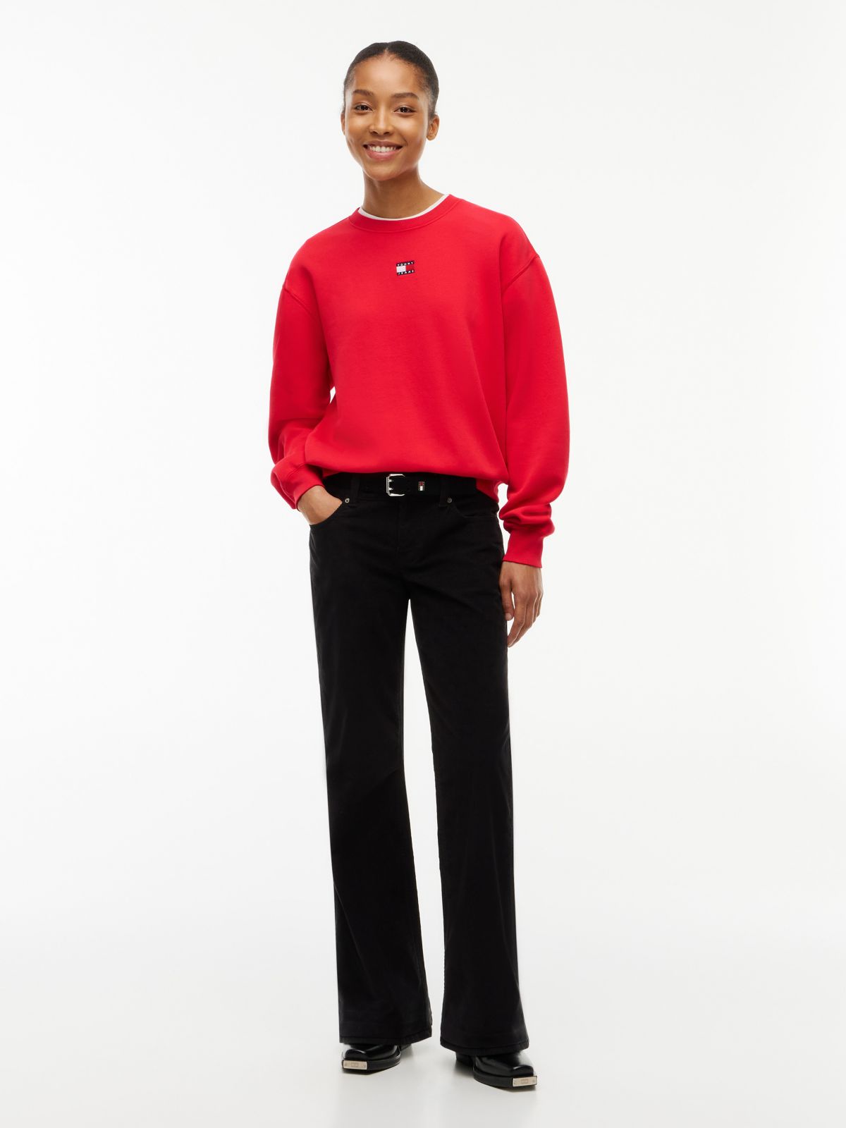 Tommy Jeans Badge Boxy Fit Sweatshirt — Lavish Red