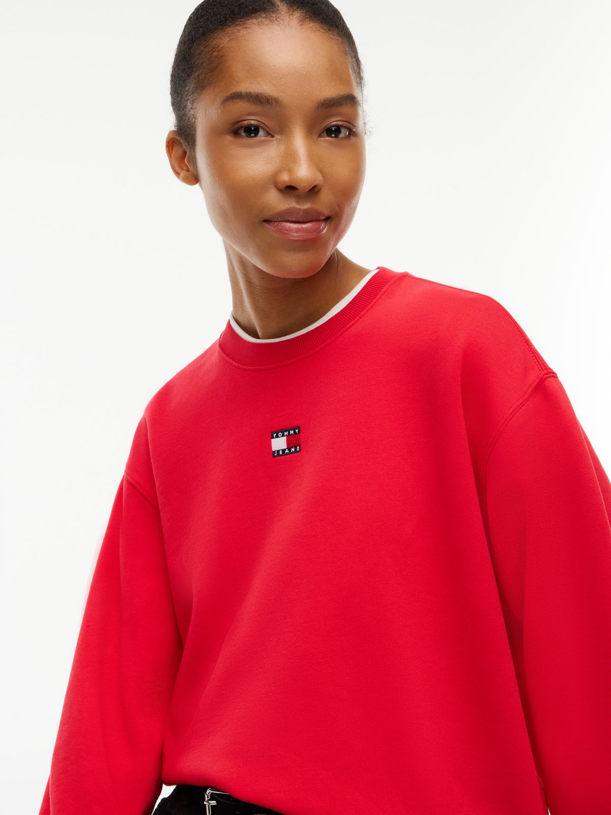 Tommy Jeans Badge Boxy Fit Sweatshirt — Lavish Red