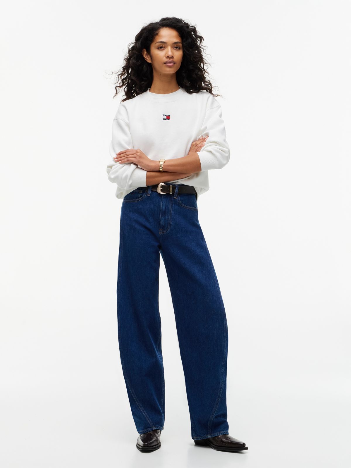 Tommy Jeans Badge Boxy Fit Sweatshirt — Ecru