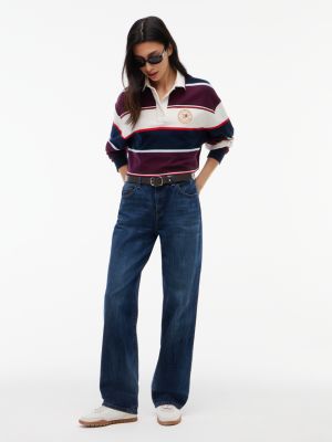 Женская толстовка Tommy Jeans Cropped Rugby Sweatshirt, цвет: Тёмный синий / Полосатый — фото 2