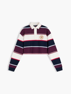 Женская толстовка Tommy Jeans Cropped Rugby Sweatshirt, цвет: Тёмный синий / Полосатый — фото 5