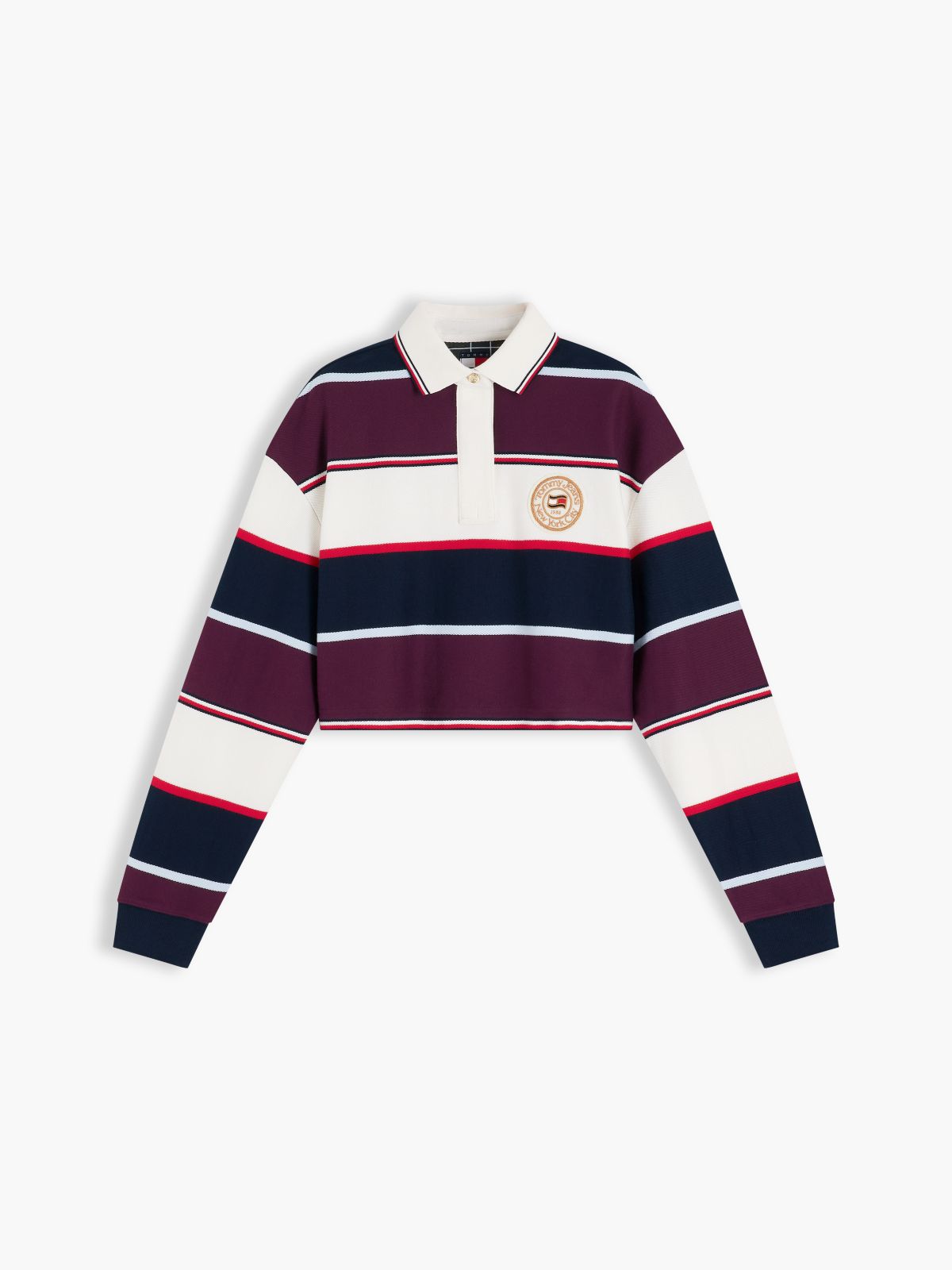 Tommy Jeans Cropped Rugby Sweatshirt — Dark Blue / Stripe