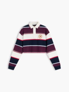Tommy Jeans Cropped Rugby Sweatshirt — Dark Blue / Stripe 5