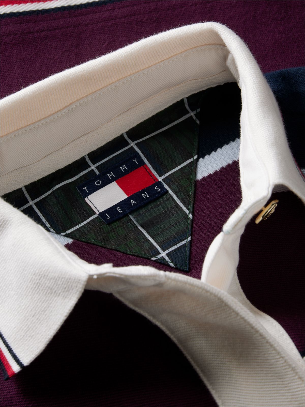 Tommy Jeans Cropped Rugby Sweatshirt — Dark Blue / Stripe
