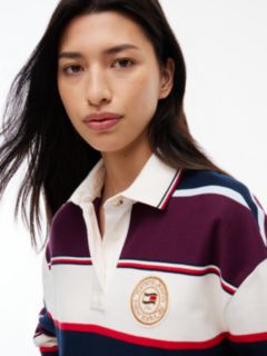 Tommy Jeans Cropped Rugby Sweatshirt — Dark Blue / Stripe 3