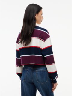 Tommy Jeans Cropped Rugby Sweatshirt — Dark Blue / Stripe 4