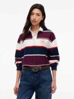 Tommy Jeans Cropped Rugby Sweatshirt — Dark Blue / Stripe 1