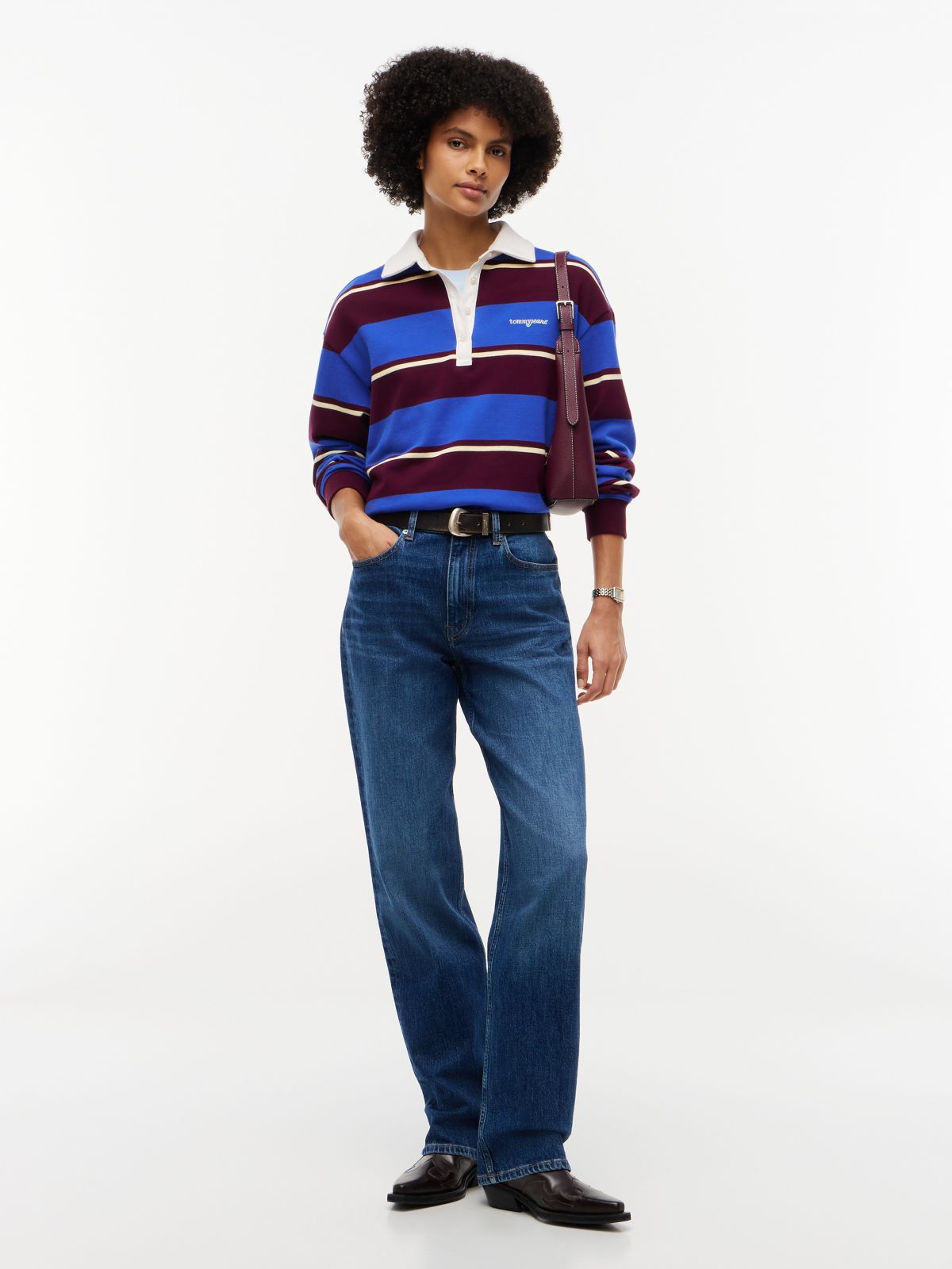 Tommy Jeans Relaxed Rugby Sweatshirt — Noble Blue / Stripe
