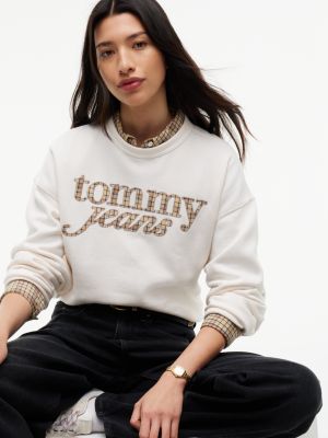 Женская толстовка Tommy Jeans Check Logo, цвет: Молочный белый — фото 3