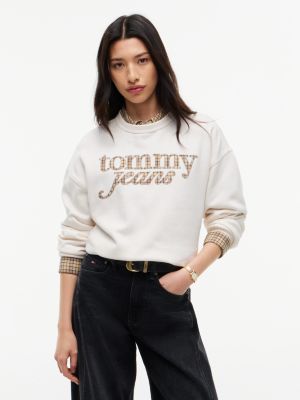 Tommy Jeans Check Logo Sweatshirt, Off White
