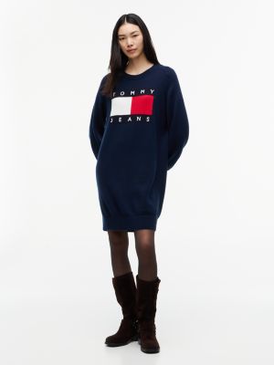 Tommy Jeans Badge Mini Sweater Dress, Navy