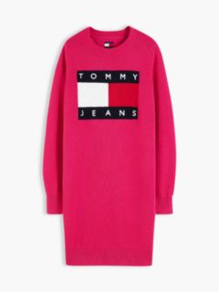 Tommy Jeans Badge Mini Sweater Dress — Bright Cerise Pink 5