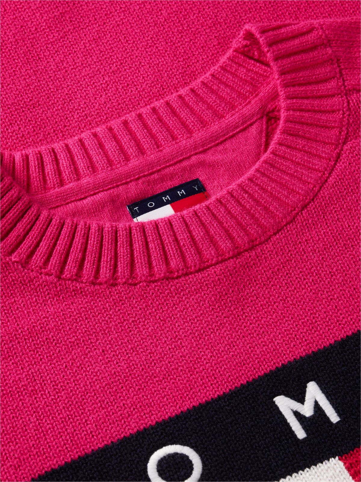 Tommy Jeans Badge Mini Sweater Dress — Bright Cerise Pink