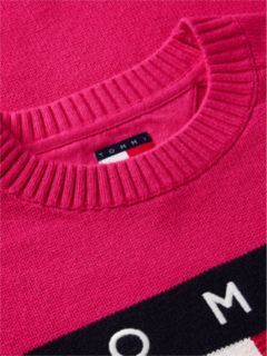 Tommy Jeans Badge Mini Sweater Dress — Bright Cerise Pink 6