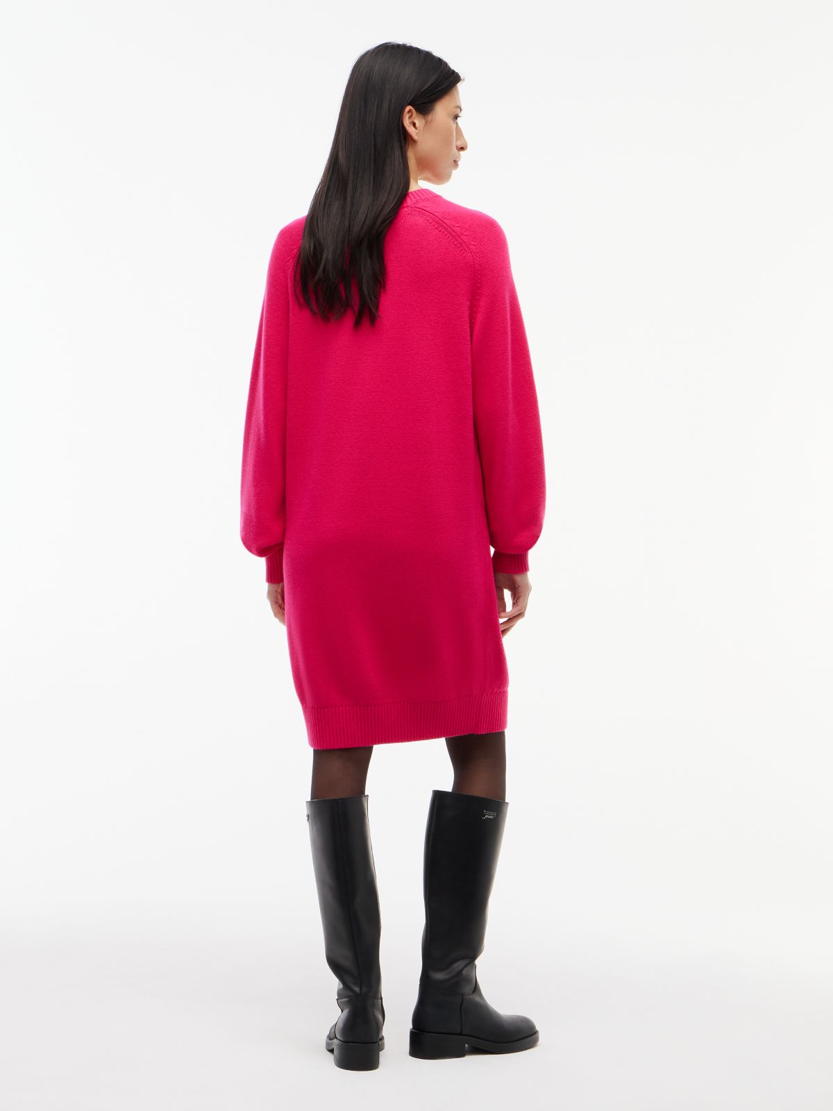 Tommy Jeans Badge Mini Sweater Dress — Bright Cerise Pink