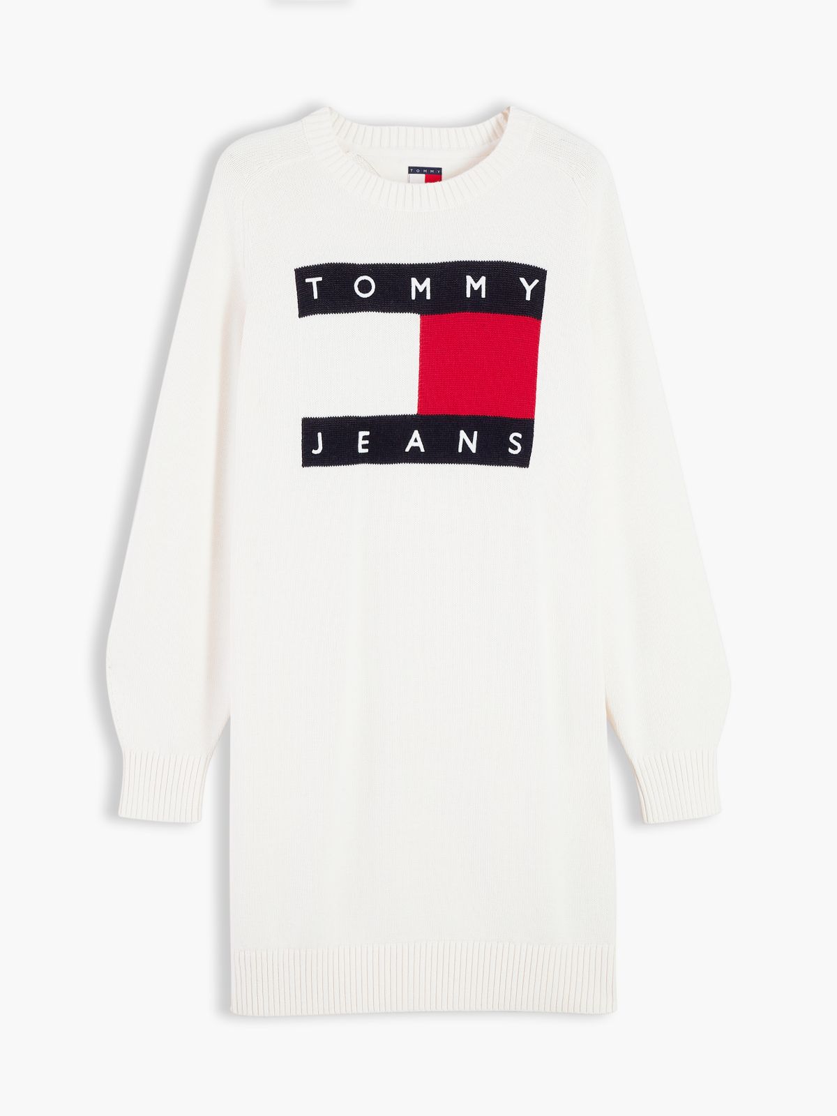 Tommy Jeans Badge Mini Sweater Dress — Off White