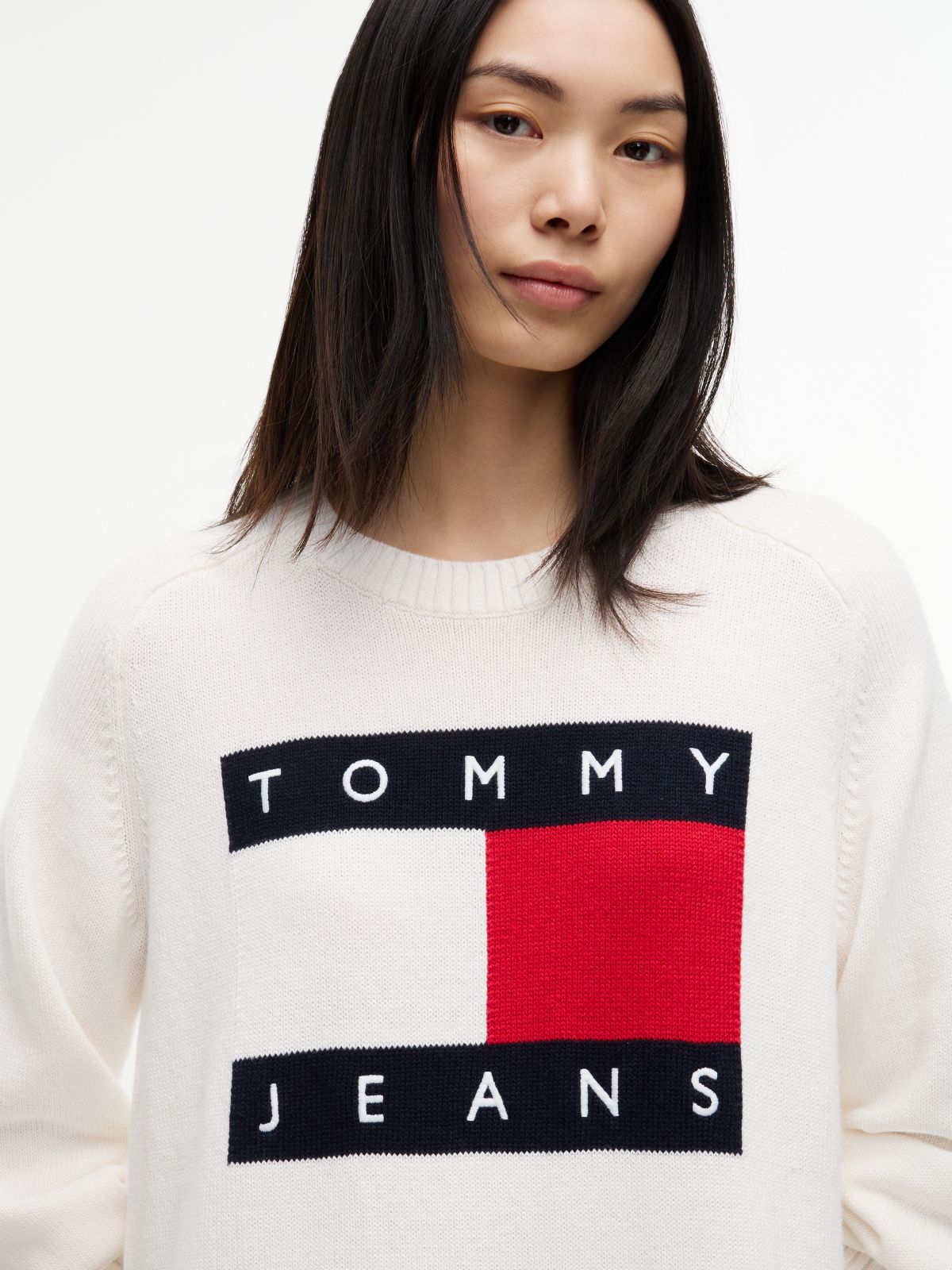 Tommy Jeans Badge Mini Sweater Dress — Off White