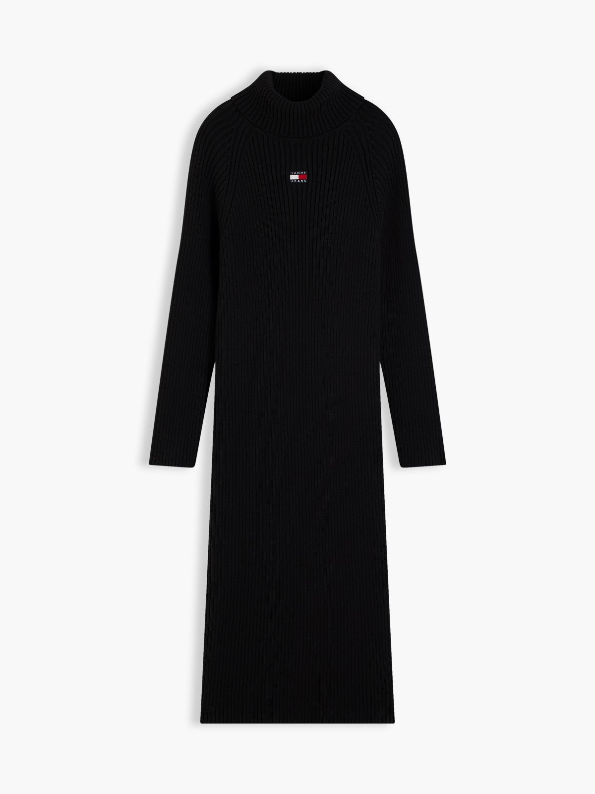 Tommy Jeans Badge Logo Midi Sweater Dress — Black