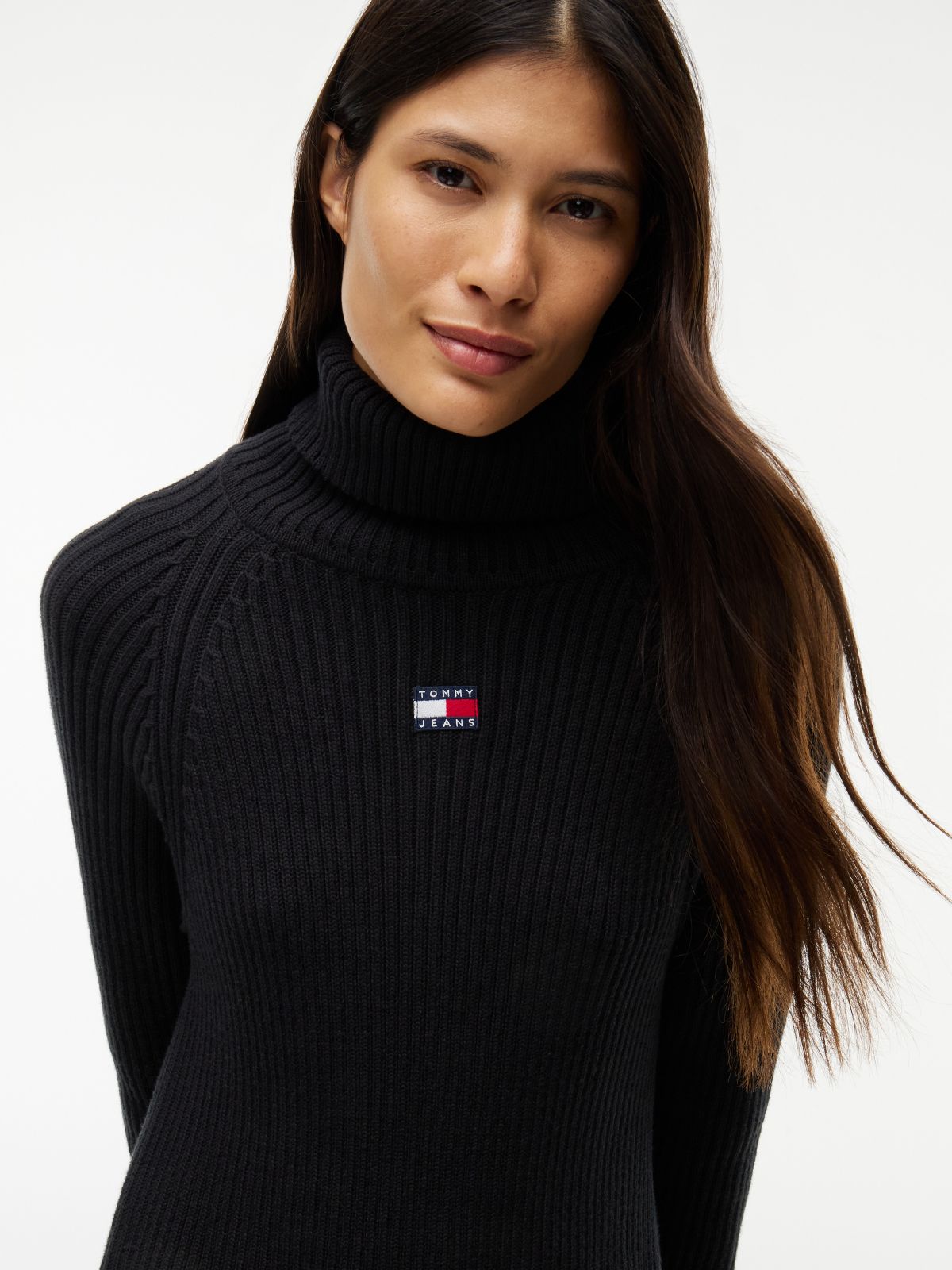 Tommy Jeans Badge Logo Midi Sweater Dress — Black