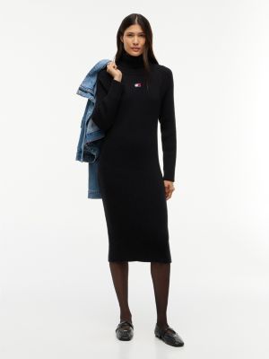 Tommy Jeans Badge Logo Midi Sweater Dress, Black