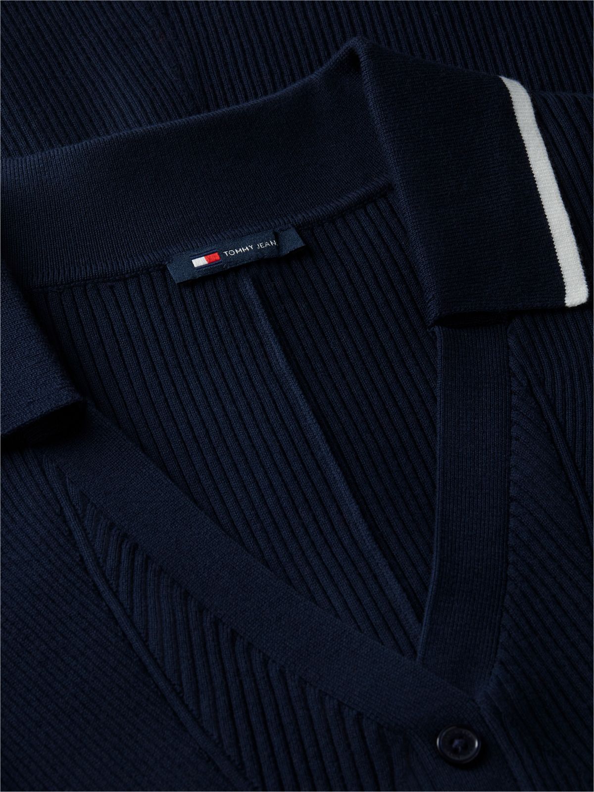 Tommy Jeans Rib-Knit Polo Skater Dress — Navy