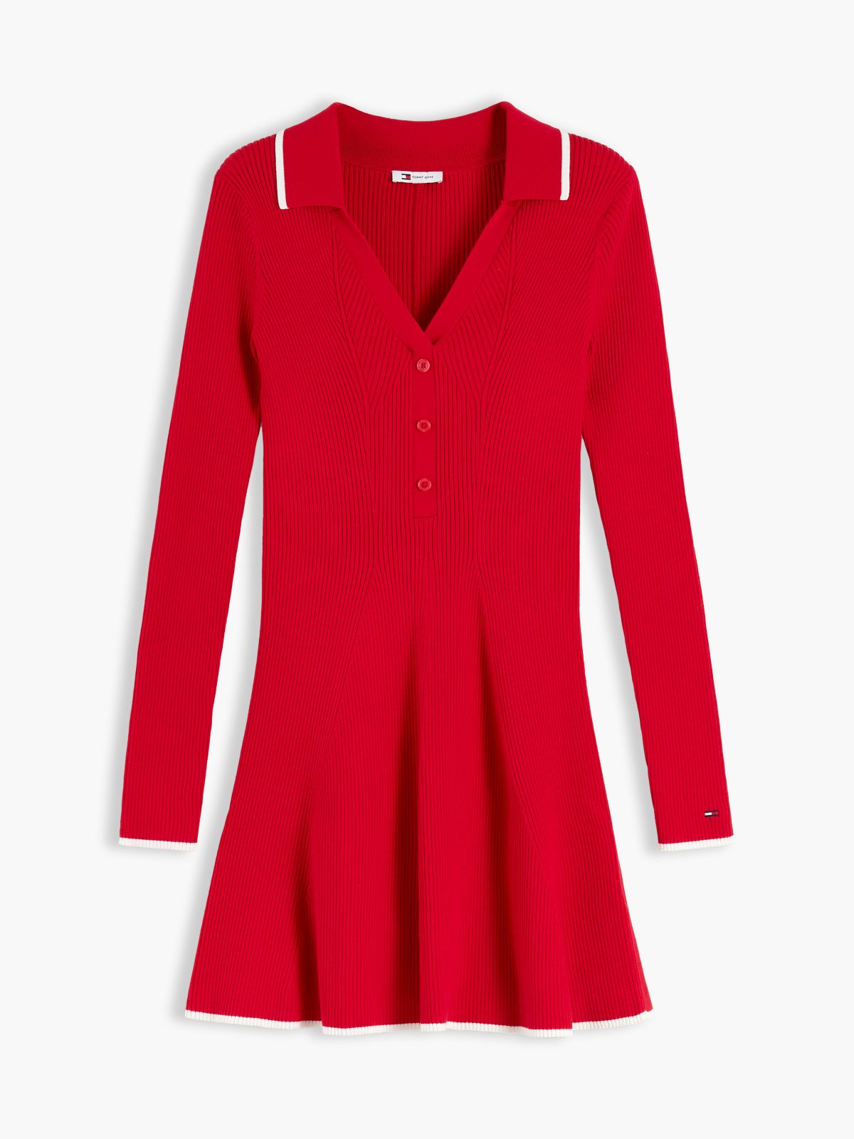 Tommy Jeans Rib-Knit Polo Skater Dress — Lavish Red