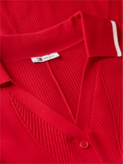 Tommy Jeans Rib-Knit Polo Skater Dress — Lavish Red 6