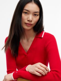 Tommy Jeans Rib-Knit Polo Skater Dress — Lavish Red 2