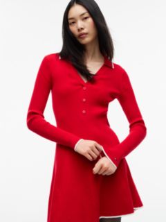 Tommy Jeans Rib-Knit Polo Skater Dress — Lavish Red 3