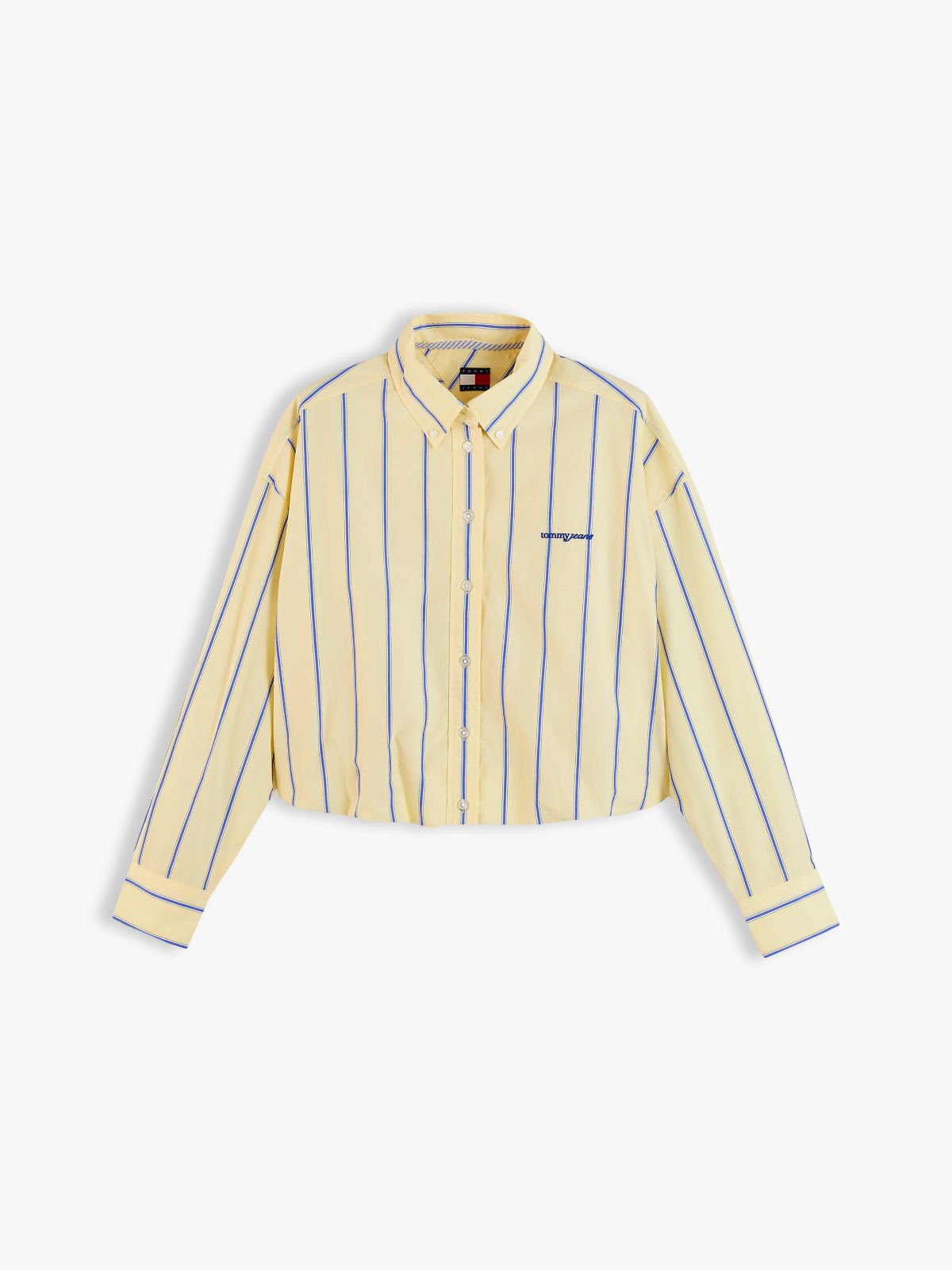 Tommy Jeans Bubble-Hem Cropped Shirt — Day Lily / Stripe