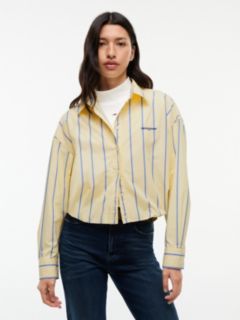 Tommy Jeans Bubble-Hem Cropped Shirt — Day Lily / Stripe 1