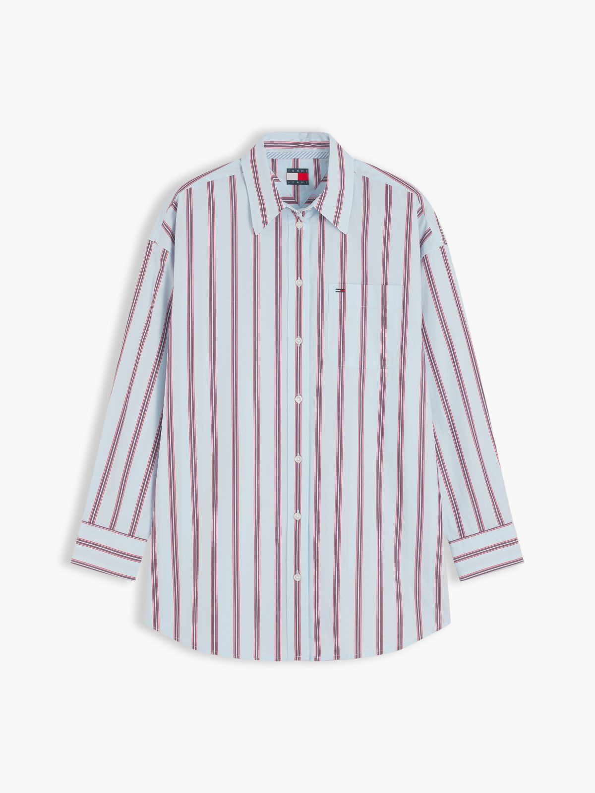 Tommy Jeans Oversized Fit Poplin Shirt — Sheer Blue / Stripe