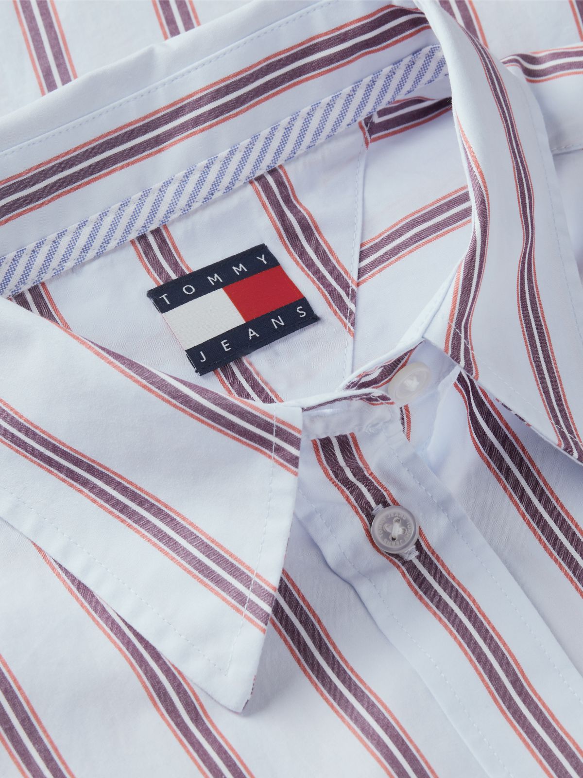 Tommy Jeans Oversized Fit Poplin Shirt — Sheer Blue / Stripe