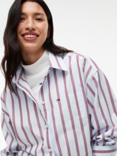 Tommy Jeans Oversized Fit Poplin Shirt — Sheer Blue / Stripe 3