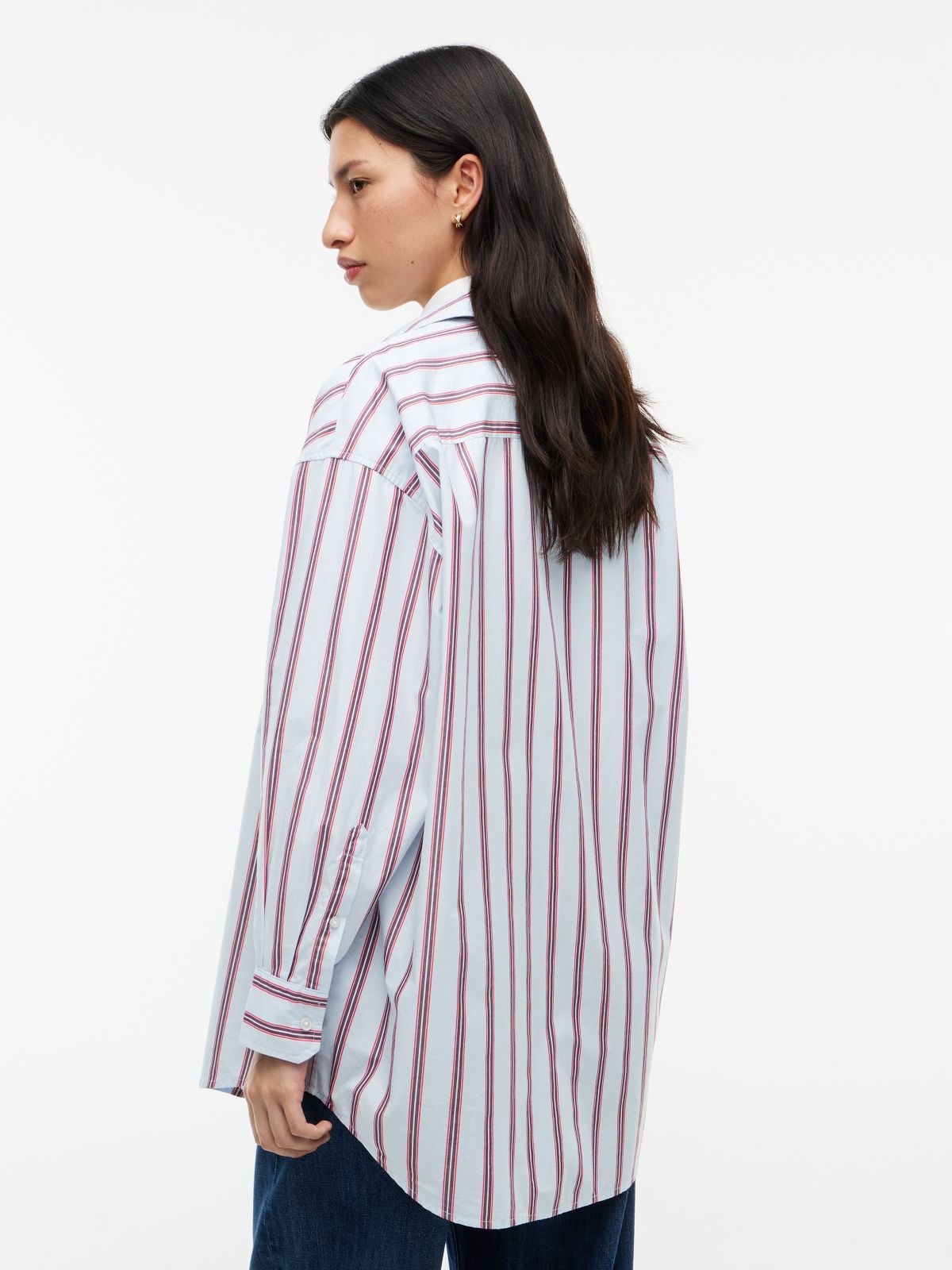 Tommy Jeans Oversized Fit Poplin Shirt — Sheer Blue / Stripe