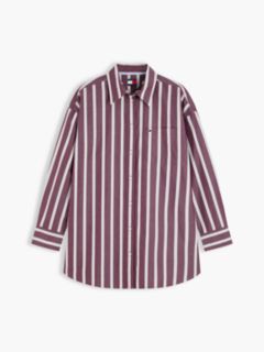 Tommy Jeans Oversized Fit Poplin Shirt — Calypso Berry / Stripe 5