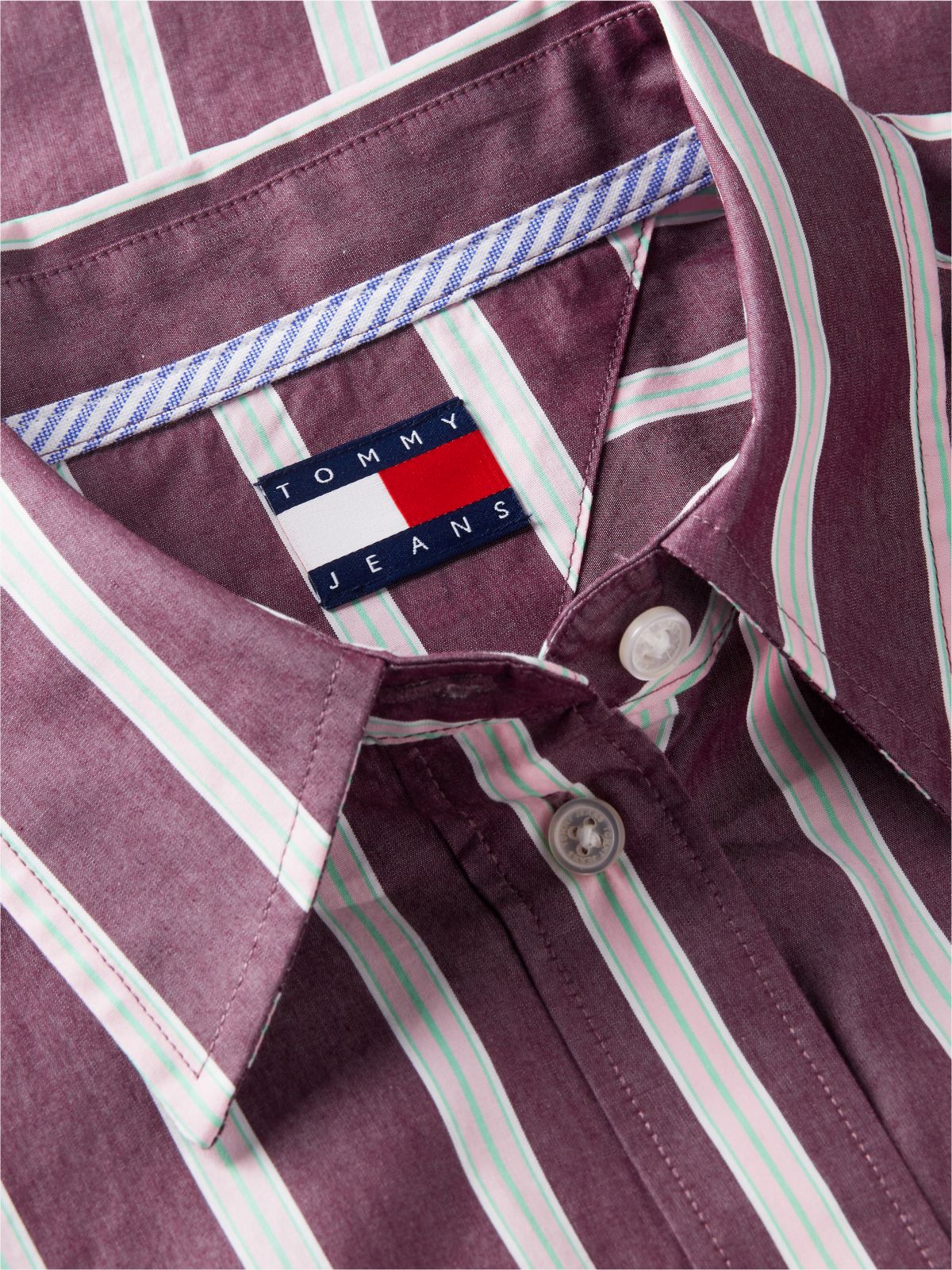 Tommy Jeans Oversized Fit Poplin Shirt — Calypso Berry / Stripe