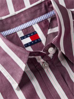 Tommy Jeans Oversized Fit Poplin Shirt — Calypso Berry / Stripe 6