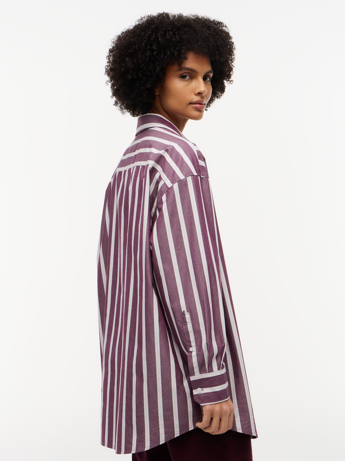 Tommy Jeans Oversized Fit Poplin Shirt — Calypso Berry / Stripe